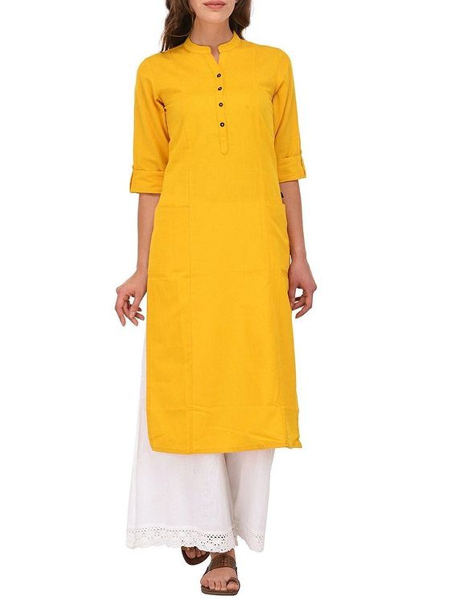 Yellow Cotton Kurta With Palazzo Siyani Clothing India