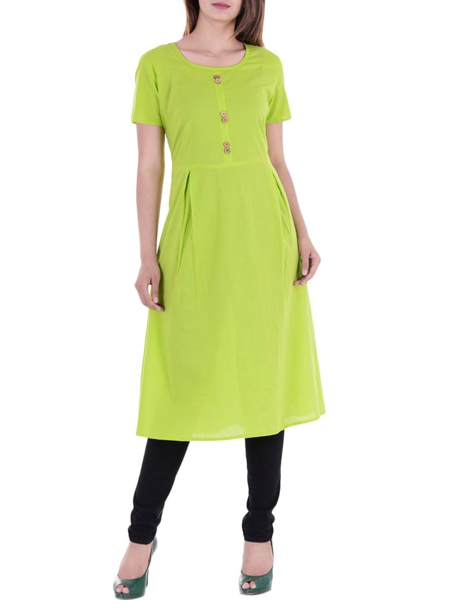 Green Cotton Kurta With Legging Siyani Clothing India