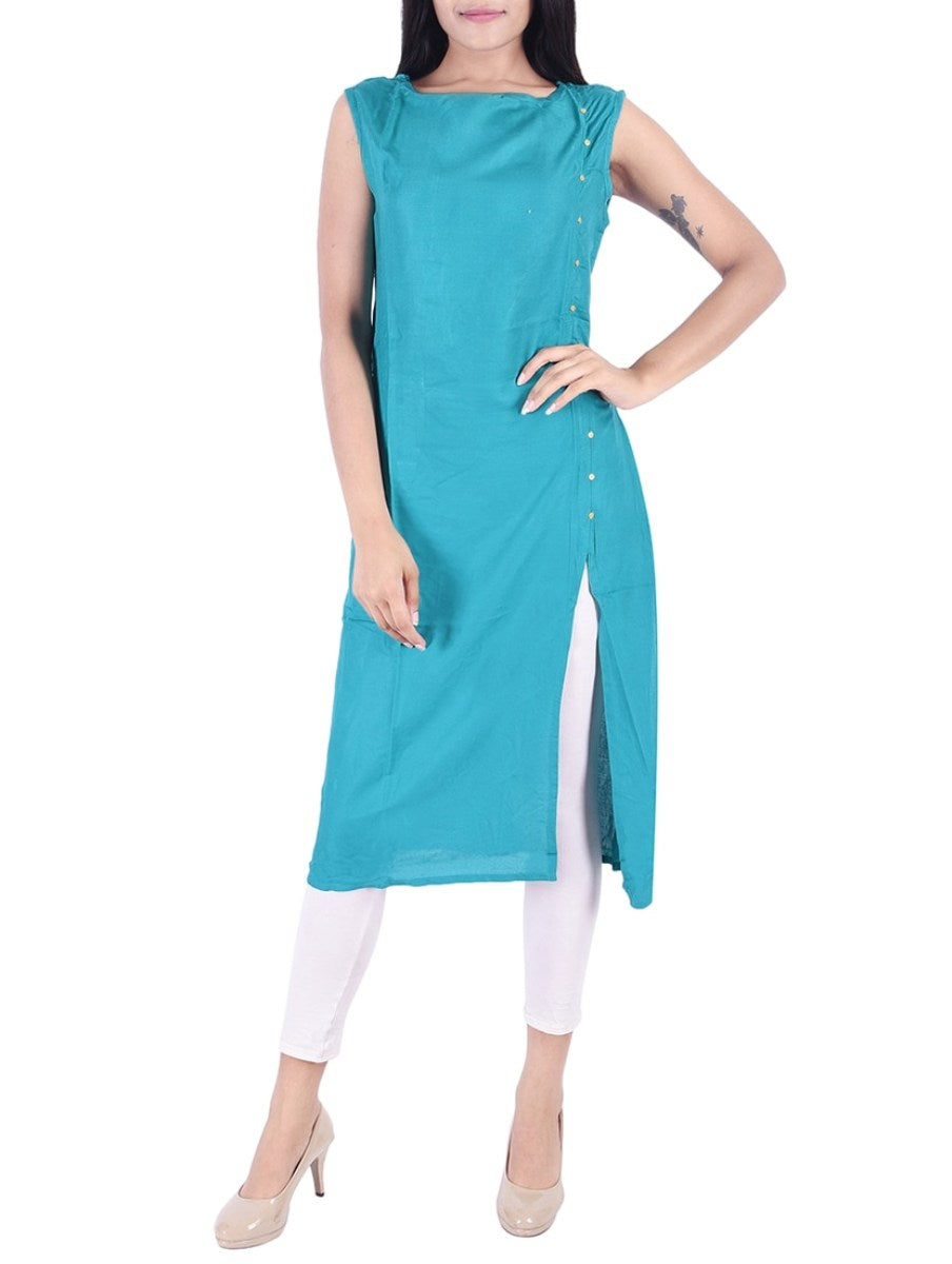 Blue Rayon Kurta With Churidaar Siyani Clothing India