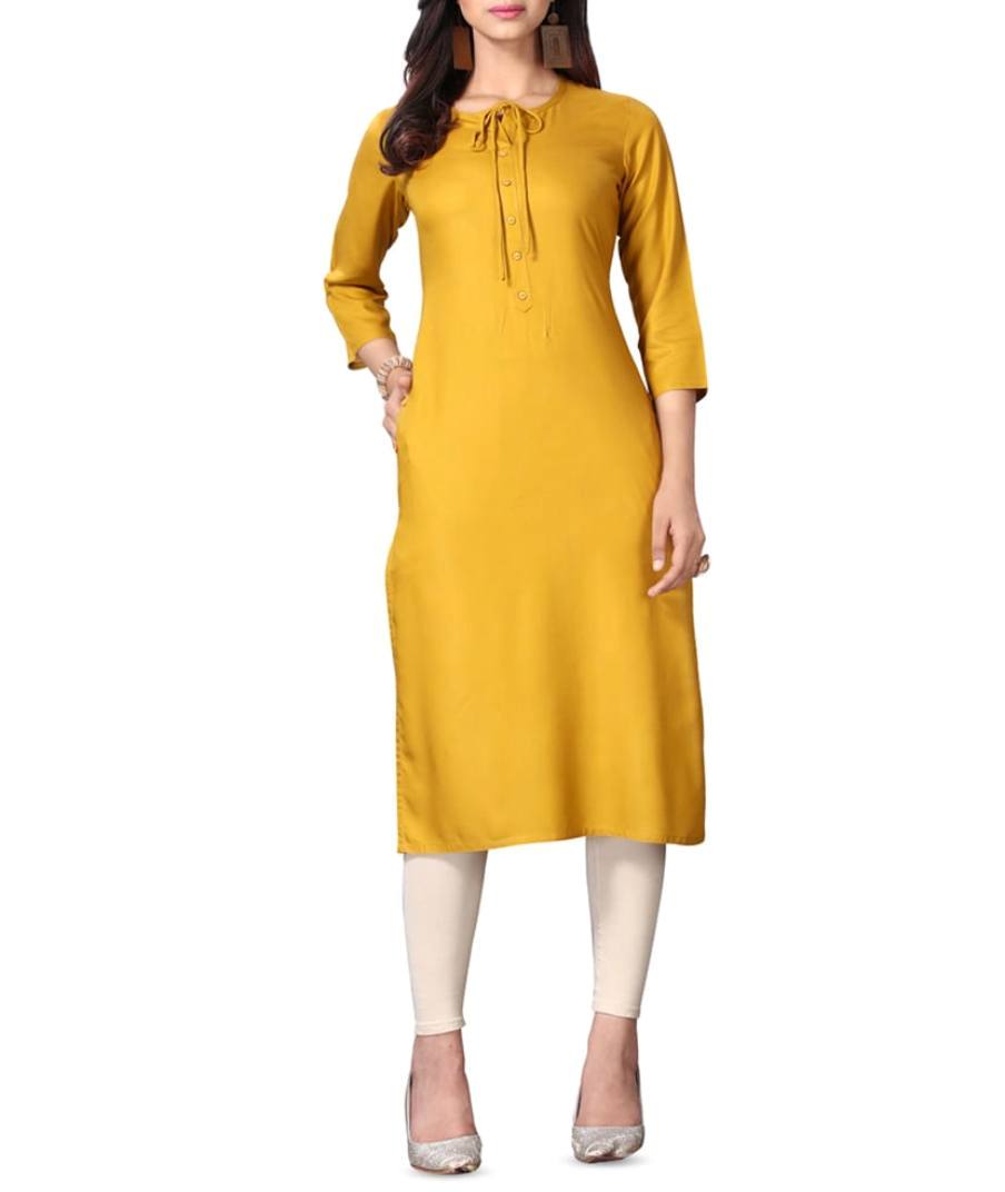 Mustard Rayon Kurta With Churidaar Siyani Clothing India