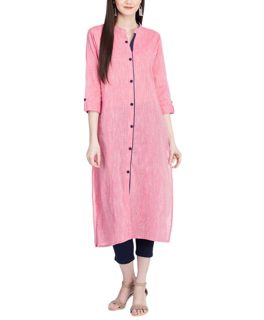 Pink Cotton Long Kurta Siyani Clothing India