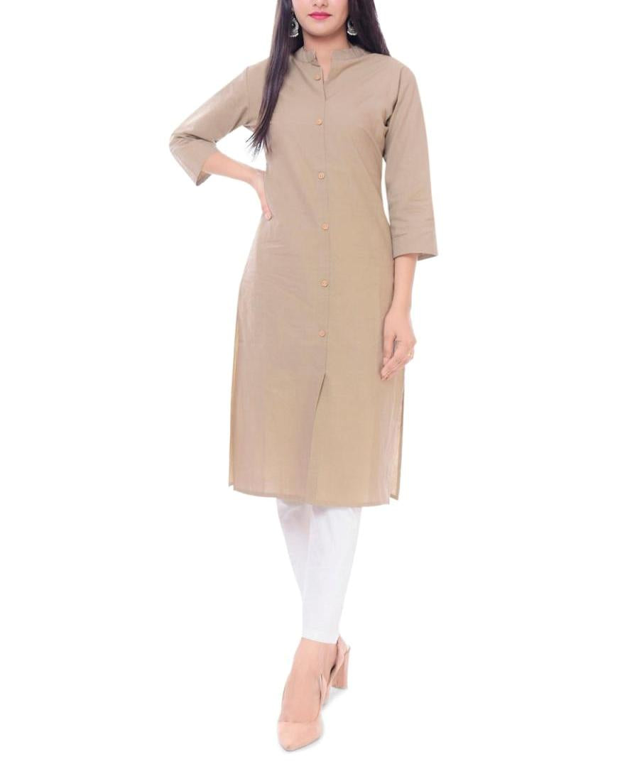 Beige Cotton Kurta With Churidaar Siyani Clothing India