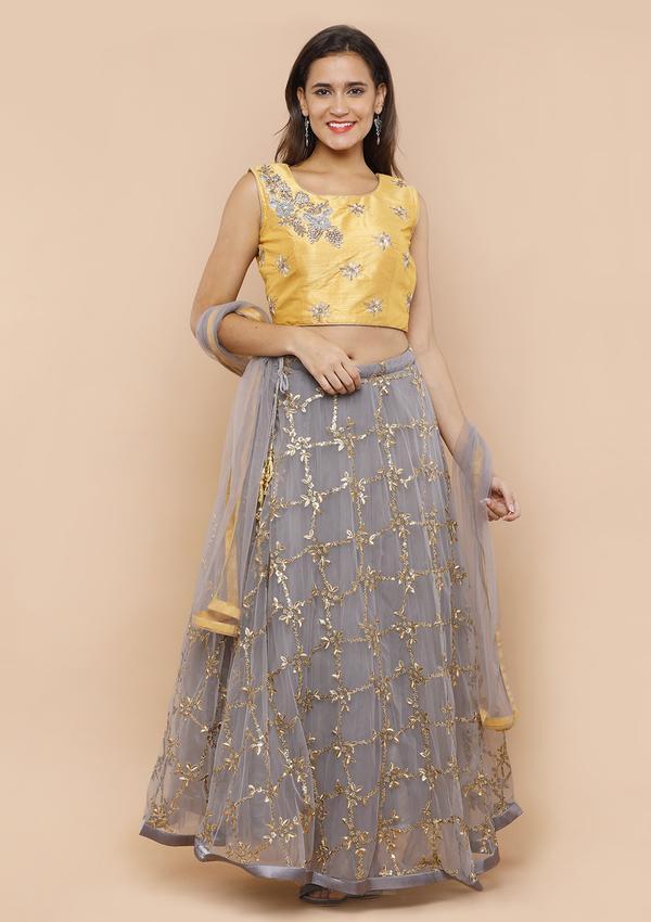 Yellow Silk Lehenga Set Siyani Clothing India