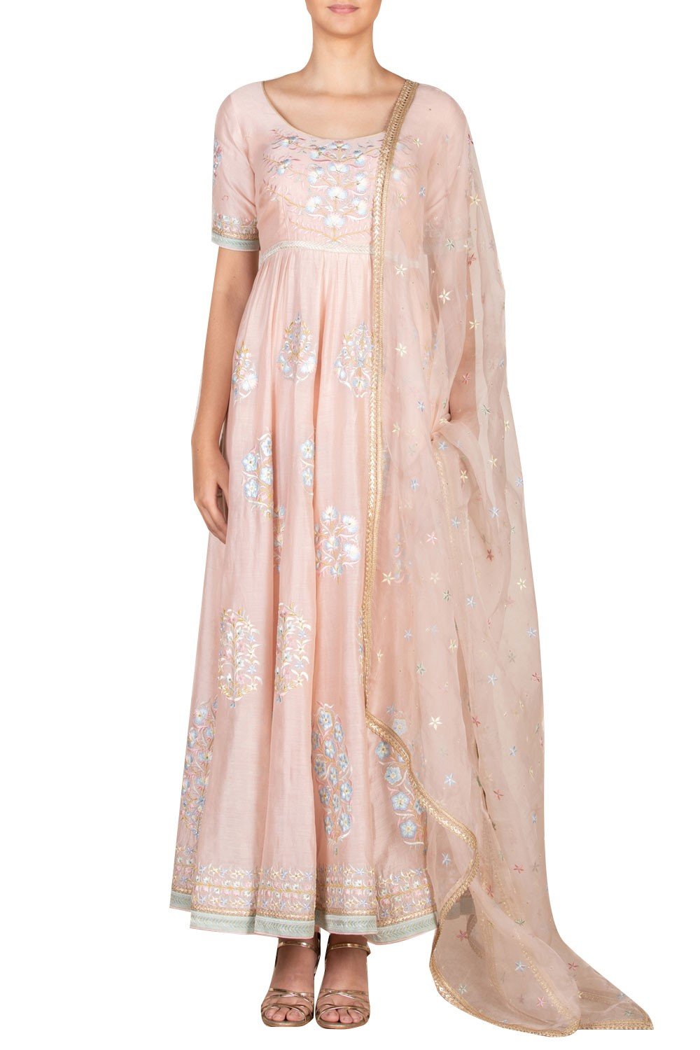 Pastel Pink Silk Kurta Set Siyani Clothing India