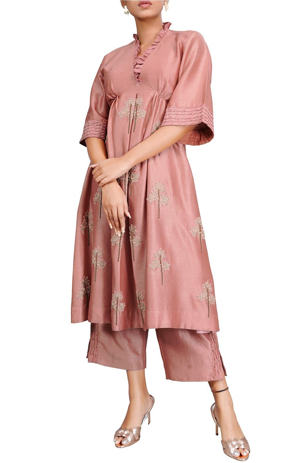 Mauve Silk Kurta With Plazzo Siyani Clothing India