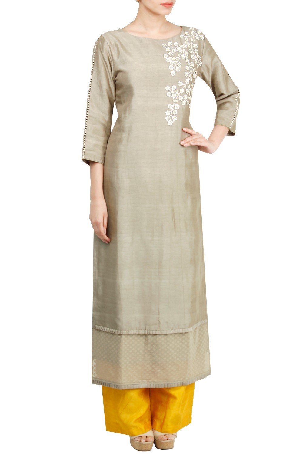 Grey Silk Kurta With Plazzo Siyani Clothing India