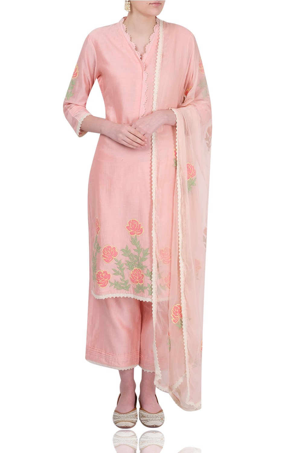 Peach Silk Kurta With Plazzo Siyani Clothing India