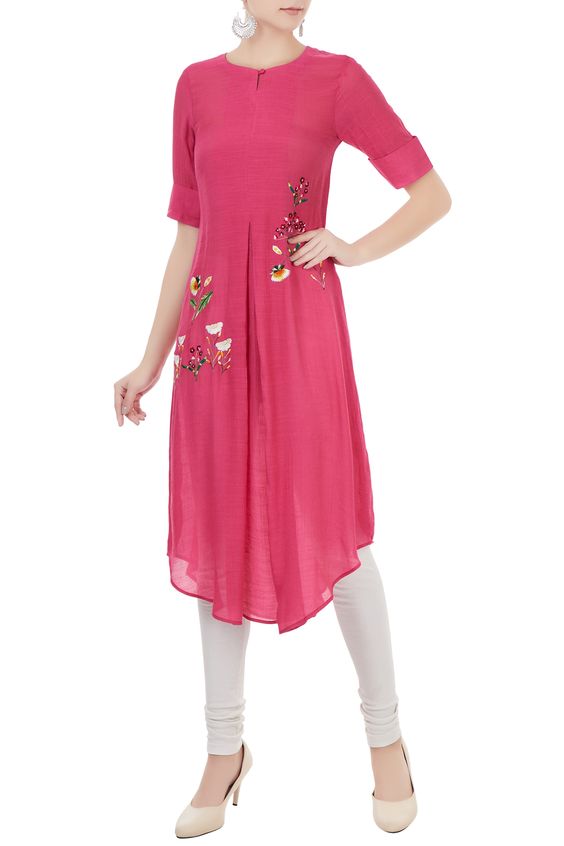 Pink Georgette Kurta Set With Leggings Siyani Clothing India