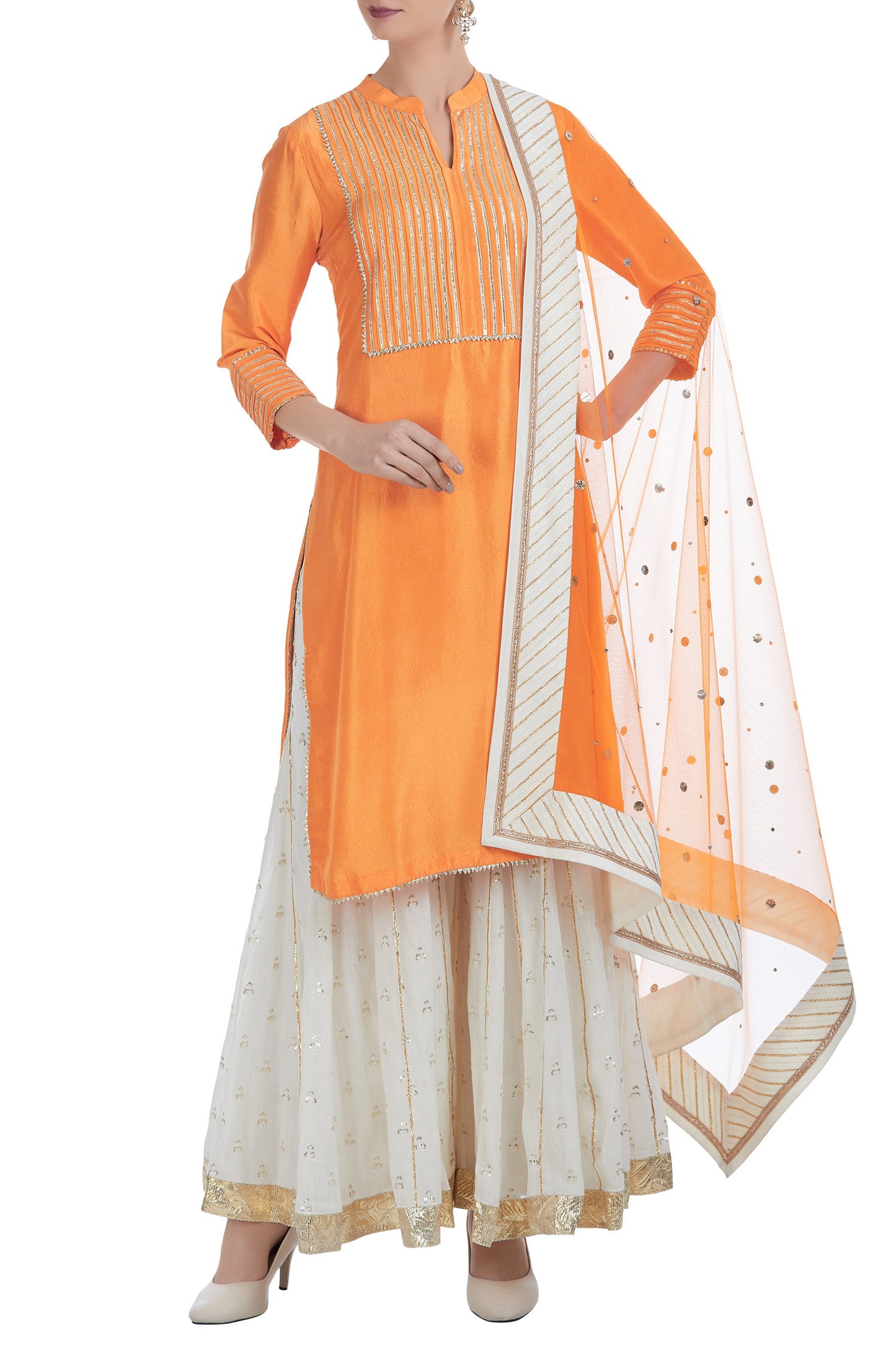 Orange Kurta Set With Palazzo Siyani Clothing India