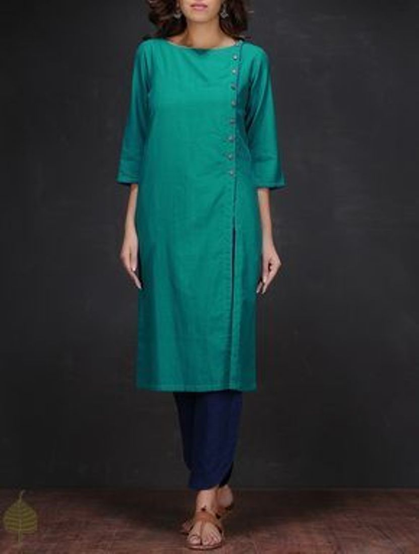 Turquoise Cotton Kurta With Pants Siyani Clothing India